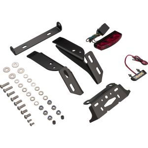 Kennzeichenhalter inkl. Rücklicht und Blinkerhalter, Aluminium schwarz, inkl. Kleinteile (e-geprüftes Rücklicht)  und Anleitung